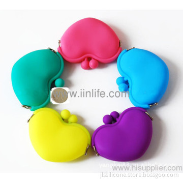 1x Peach Hearts Rubber Silicone Pouch Purse Coin Case Loewe Change Purse Bag New 